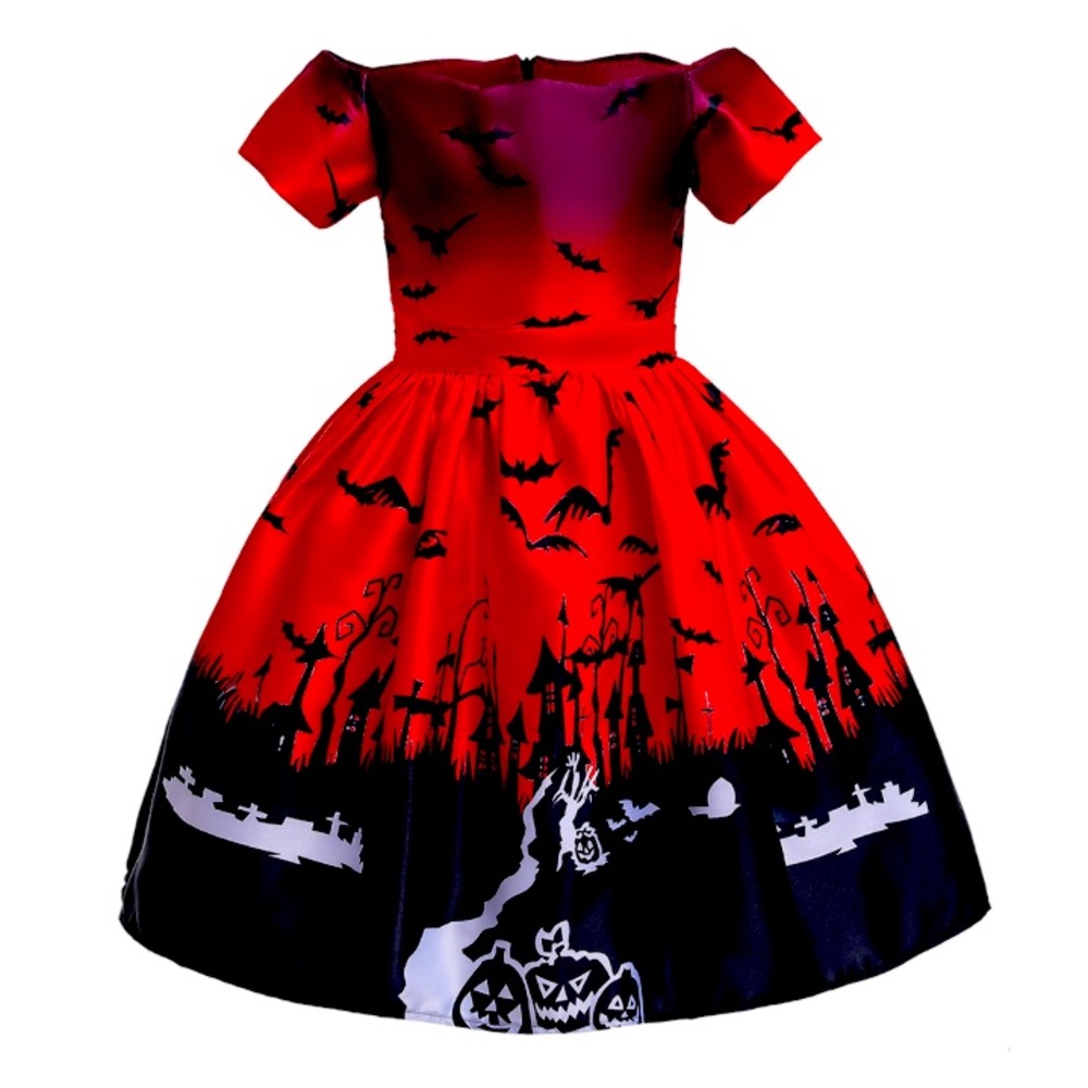 PatPat Girls Fashionable Halloween Allover Print Party Dress  Girls Size 9/10